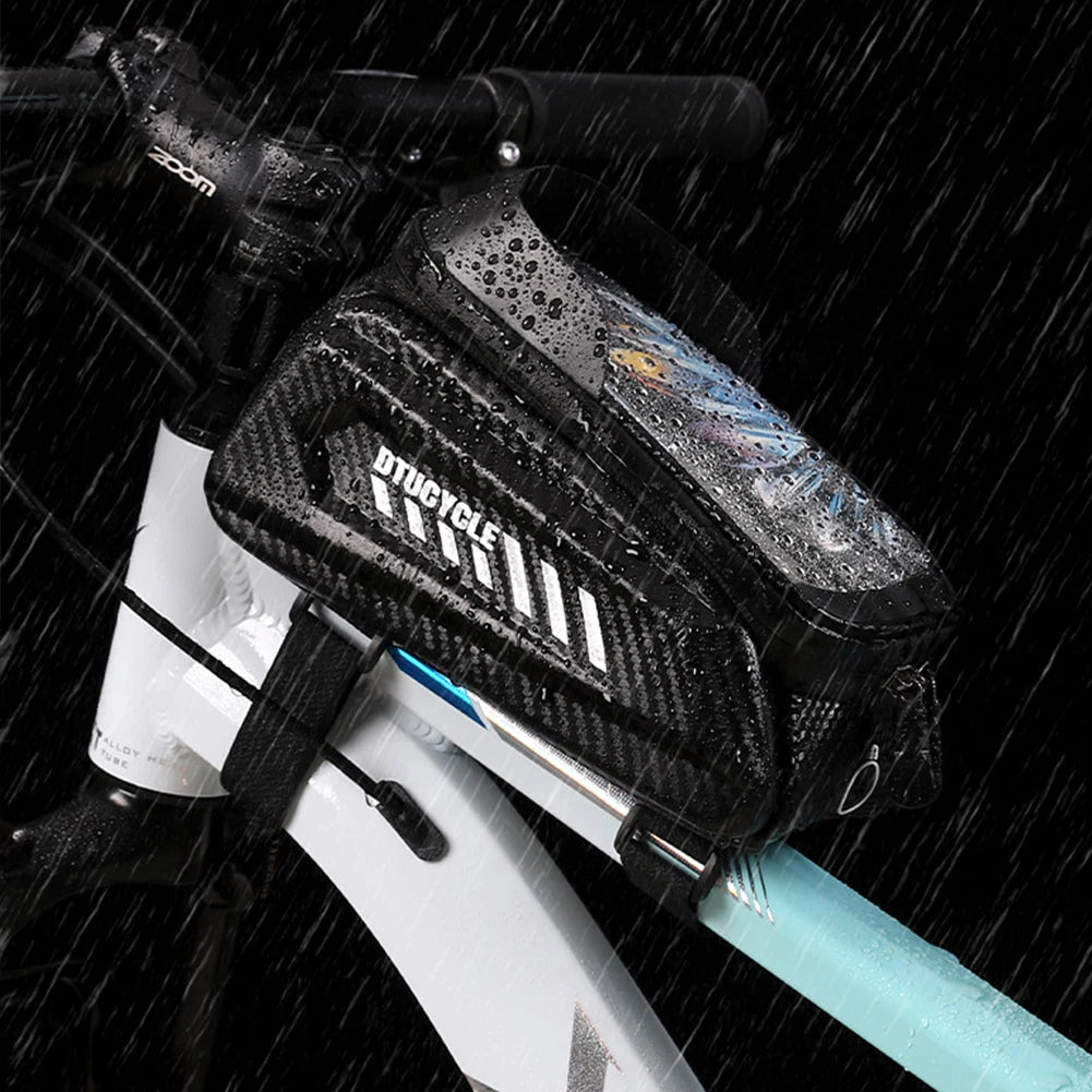 1.5L Bicycle Phone Front Frame Bag 7.4 Inch Tube Bag Hard Casing Bike Accessories - TheITmart