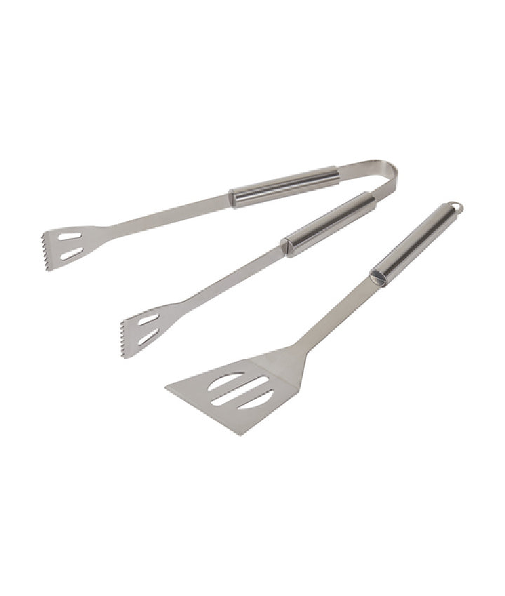 BBQ Grill Set Steel Spatula Pair of Tongs With Aluminium Storage Case - TheITmart