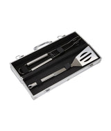 BBQ Grill Set Steel Spatula Pair of Tongs With Aluminium Storage Case - TheITmart