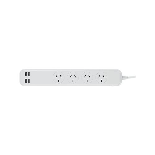 Arlec 4 Outlet Slim Powerboard With 4 USB Charger