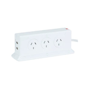 Arlec 6 Outlet Space Saving Power Board With 2.4A USB Charger