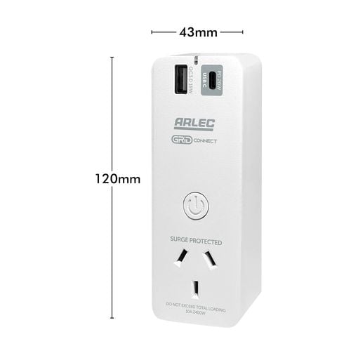 Arlec Grid Connect Smart Plug In Multi-Function Socket With USB PD20W