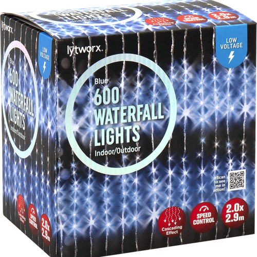 Lytworx 600 LED Waterfall Lights with Cascading Speed control / Blue, White & Warm White - TheITmart