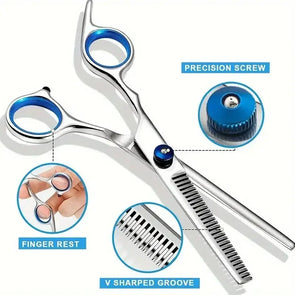 Ambidextrous Pet Safe Scissors- Stainless Steel Dog Grooming Shears with round Head for Precision Trimming-Pet Grooming - TheITmart