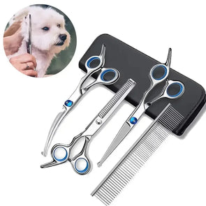 Ambidextrous Pet Safe Scissors- Stainless Steel Dog Grooming Shears with round Head for Precision Trimming-Pet Grooming - TheITmart