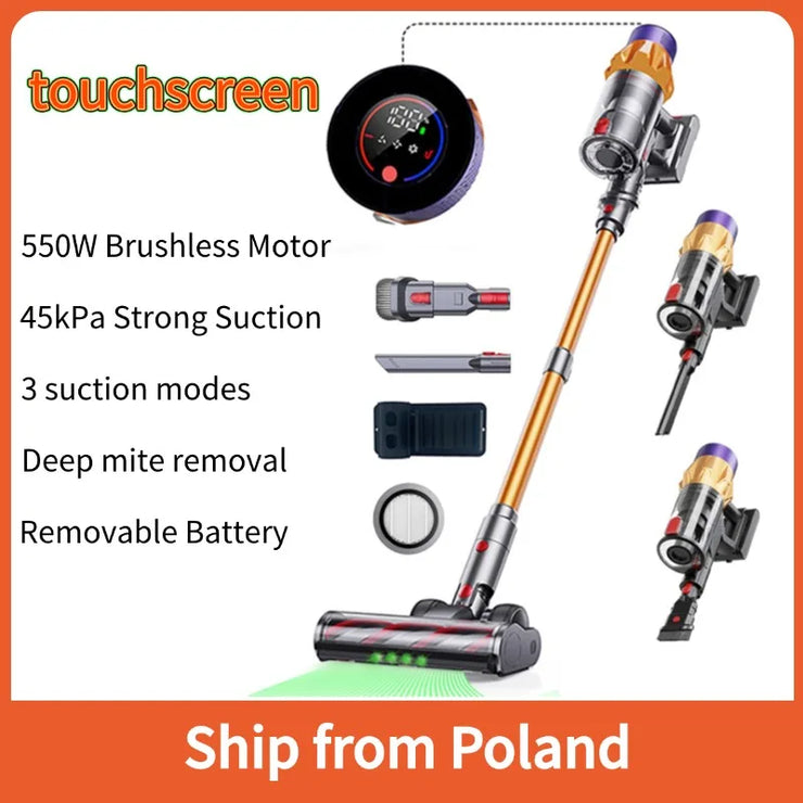 IDEACH V18 Cordless Handheld Vacuum Cleaner 550W 45kPa Suction Touchscreen Removable Battery Lightweight For Floor Car Pet Hair - TheITmart
