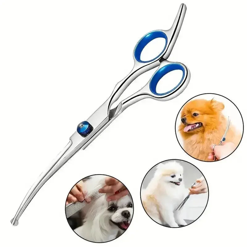 Ambidextrous Pet Safe Scissors- Stainless Steel Dog Grooming Shears with round Head for Precision Trimming-Pet Grooming - TheITmart