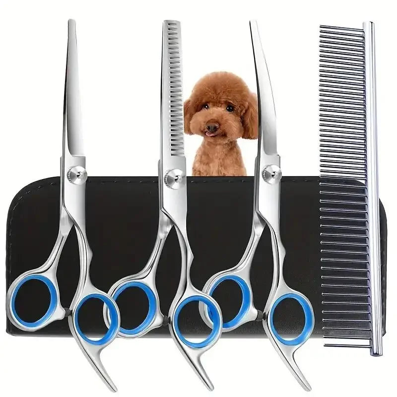 Ambidextrous Pet Safe Scissors- Stainless Steel Dog Grooming Shears with round Head for Precision Trimming-Pet Grooming - TheITmart