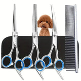 Ambidextrous Pet Safe Scissors- Stainless Steel Dog Grooming Shears with round Head for Precision Trimming-Pet Grooming - TheITmart