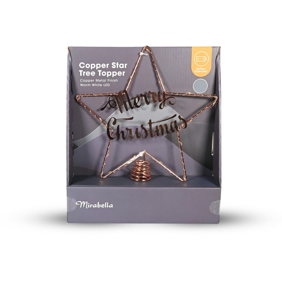 Mirabella Christmas Battery Operated LED Copper Star Tree Topper