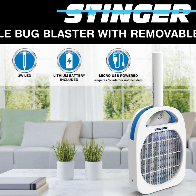 Stinger Indoor Rechargeable Bug Zapper With Removable Swatter