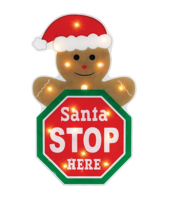 Mirabella 48cm Stick-on Gingerbread Man Window Sign LED Decoration - TheITmart