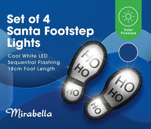 Mirabella Christmas Solar Powered LED Flashing Santa Foot Steps 4 Piece Set