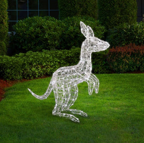 Festive Xmas Lytworx 120cm Solar White Kangaroo Statue/150 LED/2 Functions