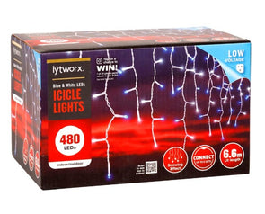 Lytworx 6.6m Snowing Effect 480 LED Blue & White Icicle Lights