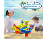 Sand Water Table Kids Beach Summer Sandbox Table Outdoor Activity Water Wheel Molds Kids Toy Christmas Birthday Gift - TheITmart