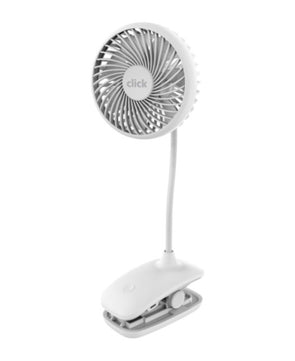 Click 10cm Rechargeable Fan White/4 Speed settings