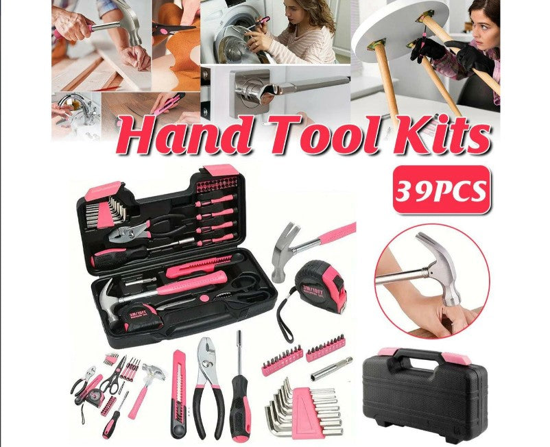 39pcs Household Hardware Tool Set Multi-purpose Manual Toolbox Repair Kit Home