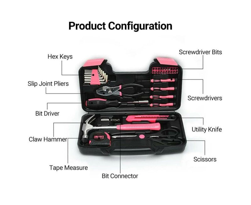 39pcs Household Hardware Tool Set Multi-purpose Manual Toolbox Repair Kit Home