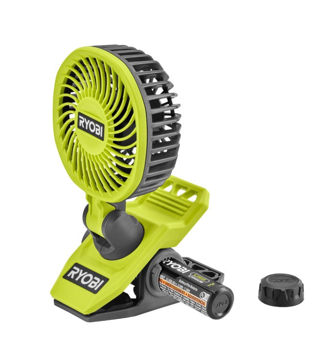 Ryobi USB Lithium Mini Clamp Fan 2.0Ah Kit 2 Speed Settings TheITmart