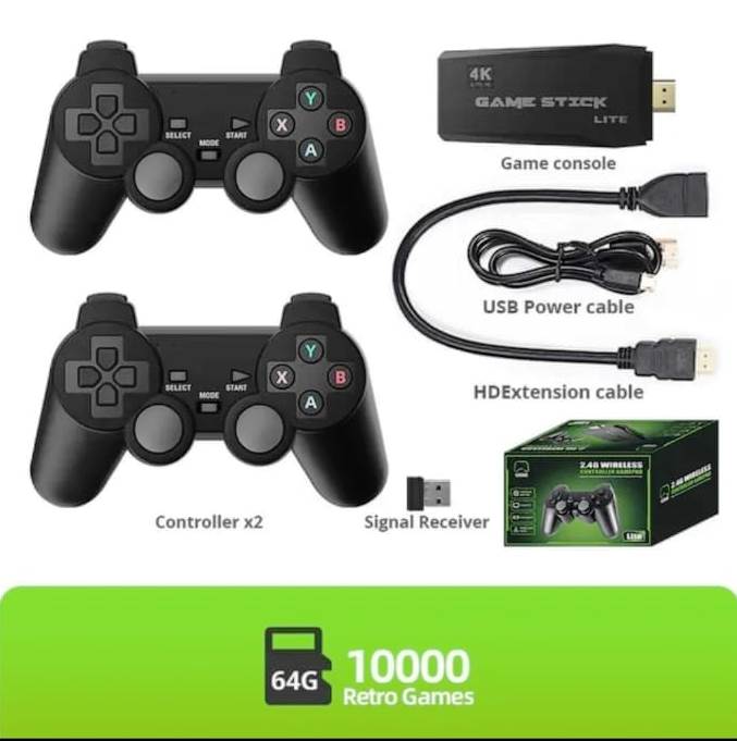 64G Retro Game Console 4K HDMI Game Stick Lite 2 Wireless Controller 10000+Games