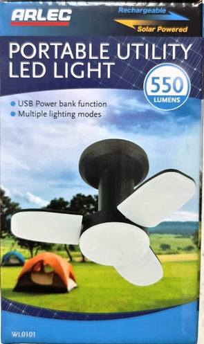 Arlec 550 Lumen Portable Solar Utility LED Light with USB Power Bank Function