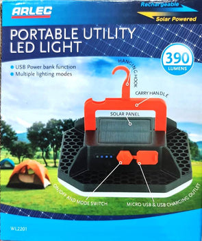 Arlec 390 Lumen Portable Solar Utility LED Light with USB Power Bank Function