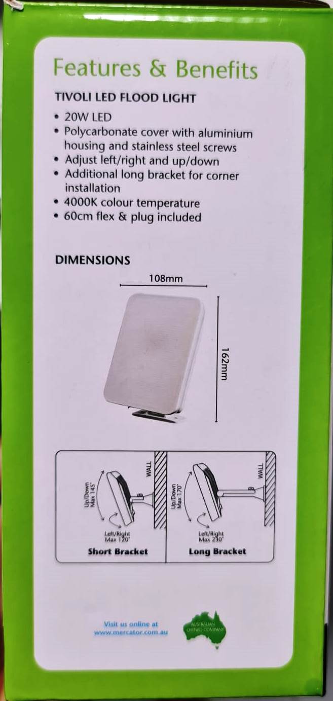 Mercator Tivoli 20W 1700lm LED Flood Light - Black