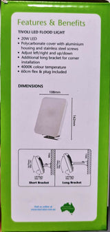 Mercator Tivoli 20W 1700lm LED Flood Light - Black