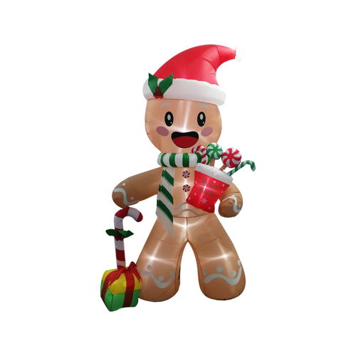 Click 240cm Low Voltage Christmas Light Up Inflatable Gingerbread Man - TheITmart