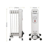 Arlec 1000W 5 Fin Oil Column Heater with 3 settings Thermostat Control & Castor