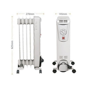 Arlec 1000W 5 Fin Oil Column Heater with 3 settings Thermostat Control & Castor
