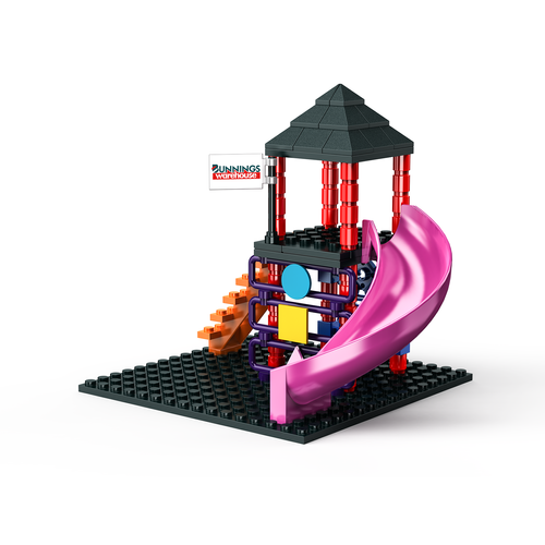 Bunnings 77 pieces Block Playground with Instructions & Sticker Sheet