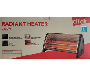 Click 2400W Radiant Heater CQH2400/ 3 Heat Settings/Tip OVer Safety Switch