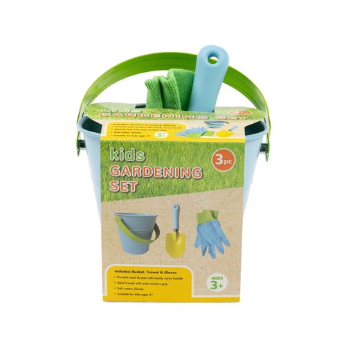 Kids 3 Piece Gardening Set - Bucket, Trowel & Gloves - TheITmart