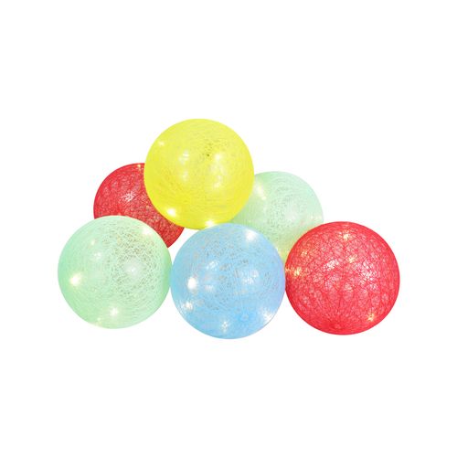 Festive Click 12cm LED Lighted Multi-Coloured Cotton Balls - Pack of 6 - TheITmart
