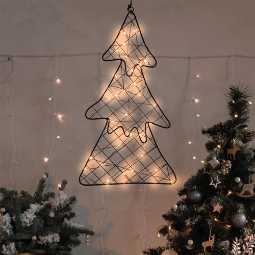 Click Metal Wire LED Hanging Christmas Tree - Black