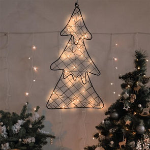 Click Metal Wire LED Hanging Christmas Tree - Black
