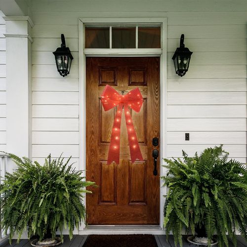 Click Festive 90cm Novelty Large LED Door Bow - Red