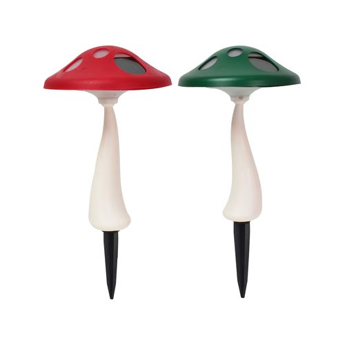 Festive Click Mushroom Solar LED Pathway Light - Red & Green