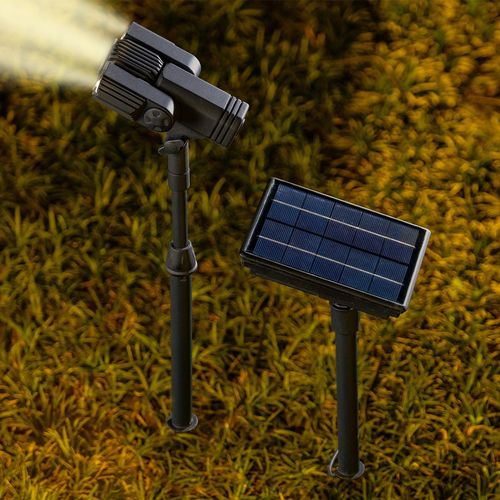 Luxzone 31.3cm 100lm 3 Head LED Solar Spotlight With Solar Panel Extension - 2 Pack