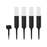 Click Black Rattan Finish Solar LED Bollard Light - 4 Pack / Weather Resistant - TheITmart