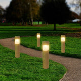 Click 27.5cm Stone Finish Solar Warm White LED Bollard Light - 4 Pack / Dusk to Dawn