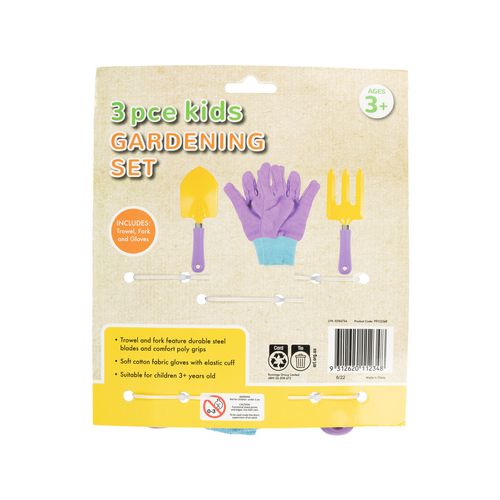 3 Piece Kids Trowel Fork And Gloves Gardening Set