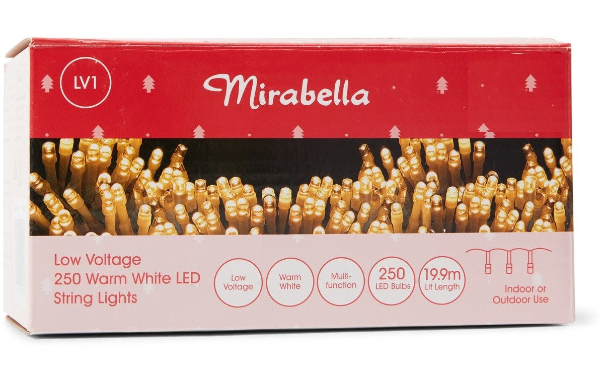 Mirabella Christmas 19.9m Low Voltage 250 LED String Lights - Warm White - TheITmart