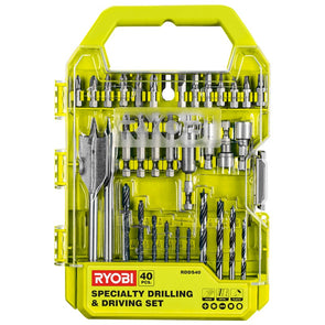 Ryobi 40 Piece Speciality Drilling and Driving Set - For DIY Wood Drilling