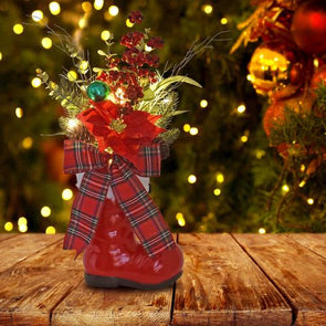 Click 60cm Battery Operated Santa Boot Lighted Planter