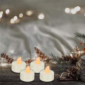 Click 6 Pack Battery Operated LED White Glitter Tealights