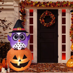 Click 158cm Low Voltage Owl And Jack-O'-Lantern Pumpkin Halloween Inflatable