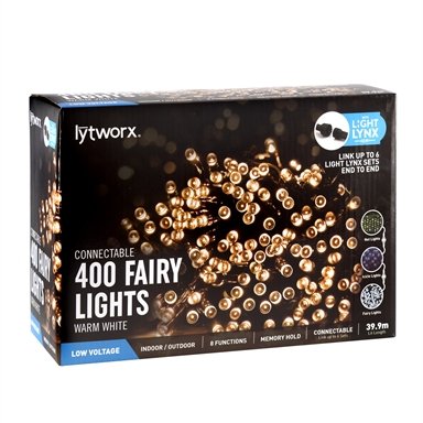 Lytworx 400 Warm White LED Connectable Fairy Party Lights 8 Functions - TheITmart